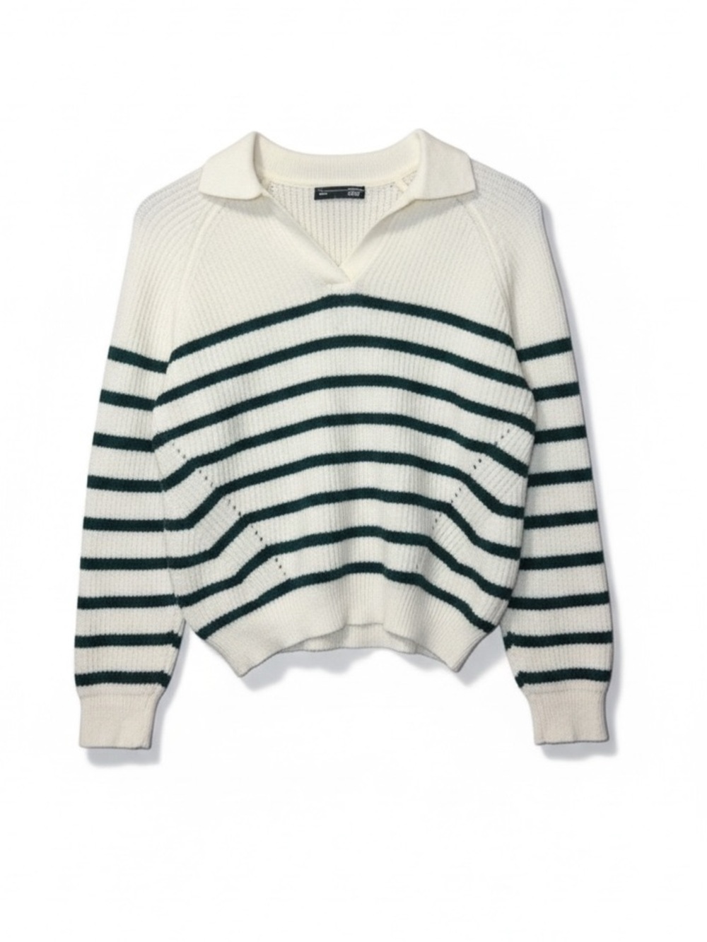 Dazy Green & White Striped Knit Sweater – Size Medium